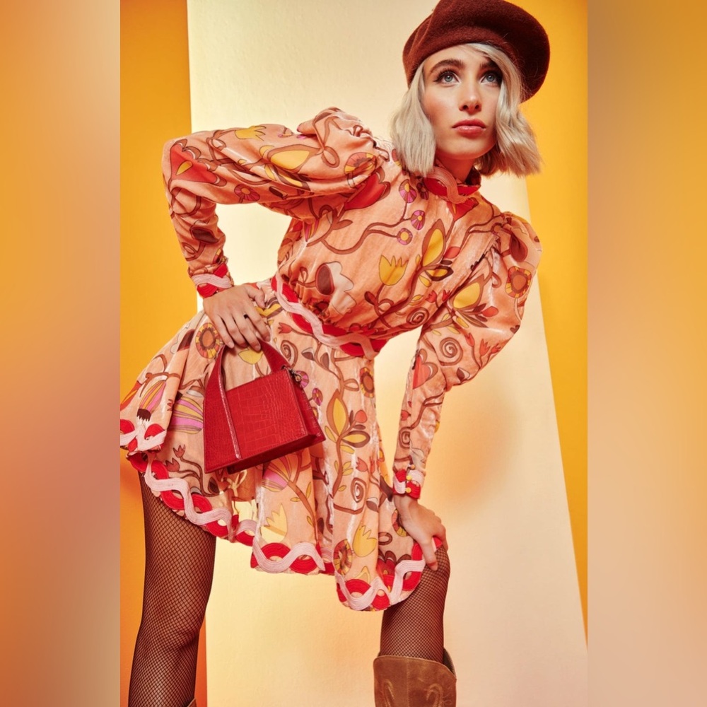 CeliaB Floral Peach and Red Mini Dress